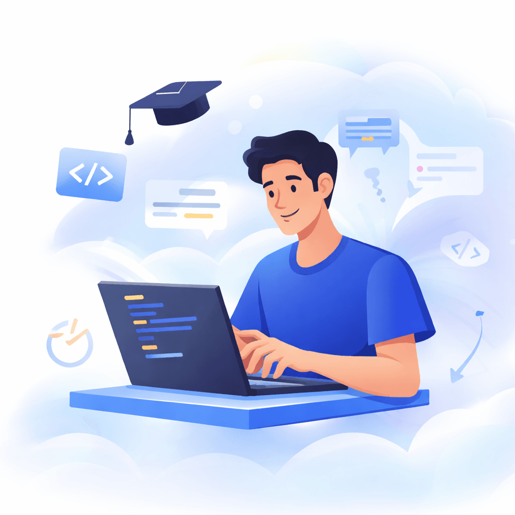 Coding student illustration